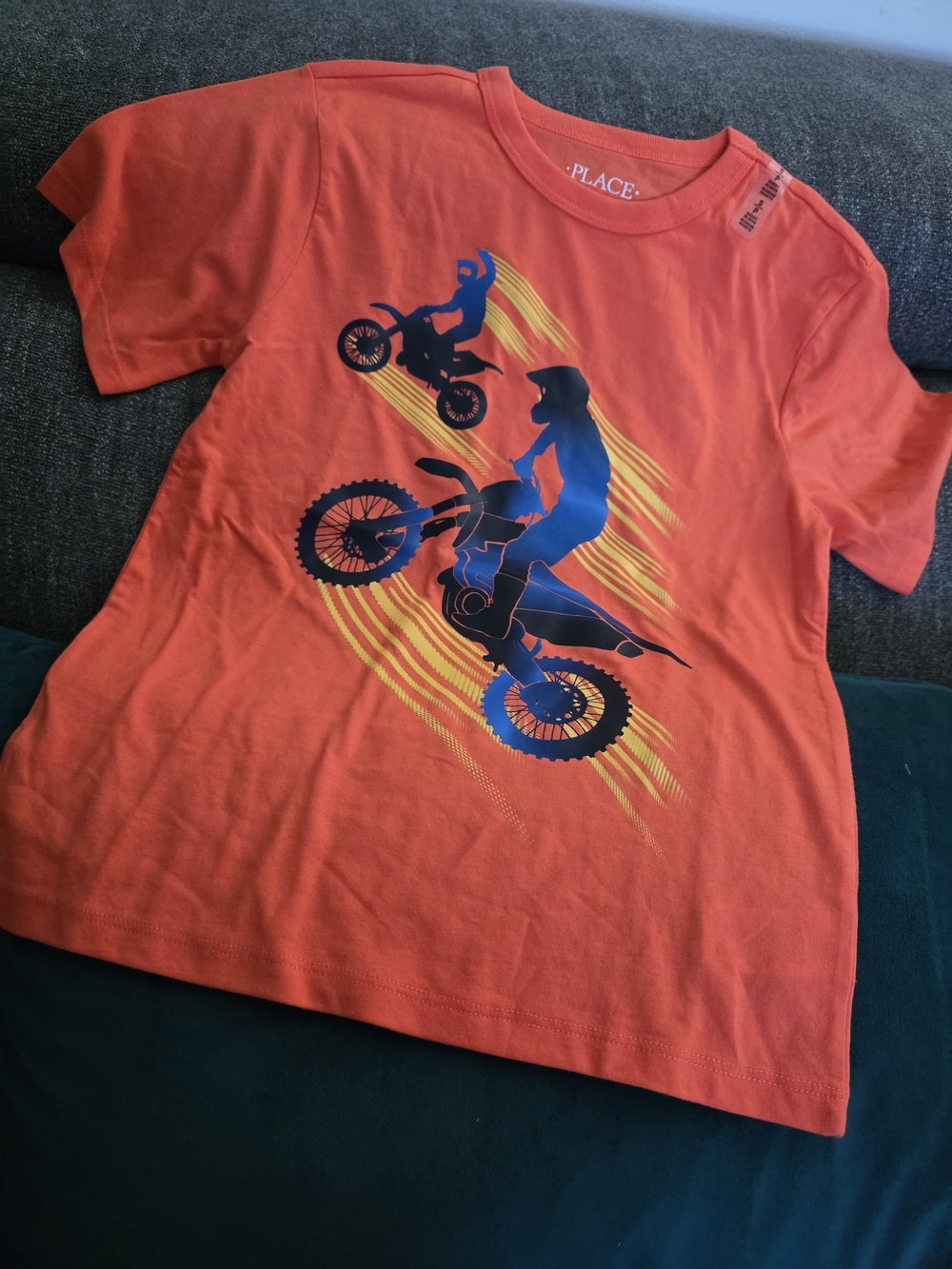 The Childrens Place Orange Motocross Graphic Tee